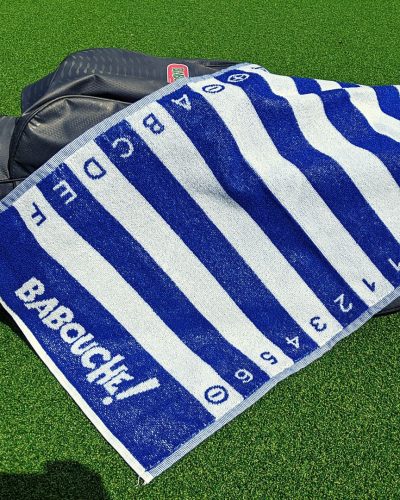 blue golf swing alignment towel