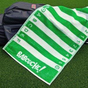 green golf swing alignment towel