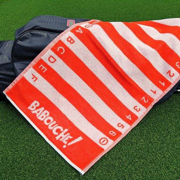 orange golf swing alignment towel