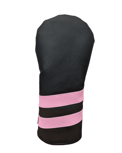 black and pink striped head cover