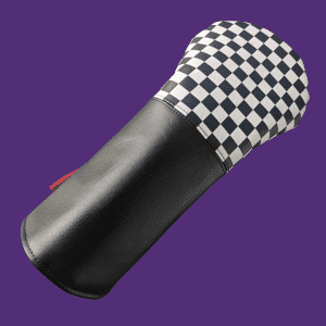 Black and white chequered flag driver head cover